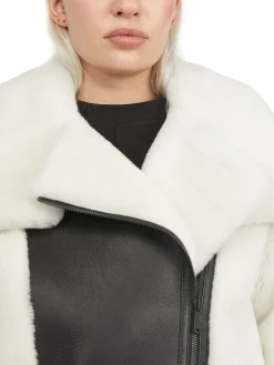 New Naomi Veste Perfecto En Peau De Mouton Pour Femmes Femmes Bombers
