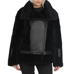 Cheap Naomi Veste Perfecto En Peau De Mouton Pour Femmes Femmes Bombers